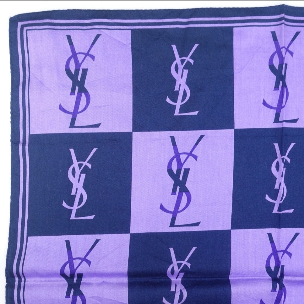 YSL Cotton Scarf Handkerchief Yves Saint Laurent For Hair Bag - Picture 3 of 6